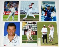 England Test players signed photographs 1980s-2010s. Twenty original colour press photographs of England Test players in match action and player portraits. Each photograph signed by the featured player. Signatures include Vaughan, S. Curran, Trescothick, 