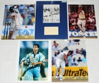 India Test players signed photographs 1980s-2020s. Four original colour press photographs of India Test players in match action. Each photograph signed by the featured player. Signatures are Virat Kohli, Anil Kumble, Sourav Ganguly, and Mohammad Shami. Ea