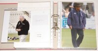 Signed Test and County umpires photographs 2000s. File comprising a large quantity of nicely presented modern colour images of umpires, each signed by the subject(s) to the photograph, some signatures on labels. Signatures include Richard Illingworth, Tre