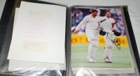 Australia 1990s. File comprising thirteen original mono and colour press photographs of Australian Test cricketers in match action. Players featured are Merv Hughes, Mark Taylor, Michael Slater, Dean Jones, Kepler Wessels, Bruce Reid, Wayne Phillips, and 