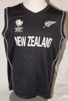 New Zealand. ICC Champions Trophy England & Wales 2017. Sleeveless sweater by 'Canterbury' issued to Tim Southee for the 2017 Champions Trophy tournament. The black sweater with white emblems and 'New Zealand' to chest, and 'Southee 38' to back. VG - cric
