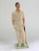 'Peter May' Surrey & England 1950-1963. A glazed pottery figure of Peter May standing in batting attire with bat to side. Incised signature of M. Mitchell Smith to back of base. 11.5" tall. Crack and old repair to bat handle, otherwise in good condition. 