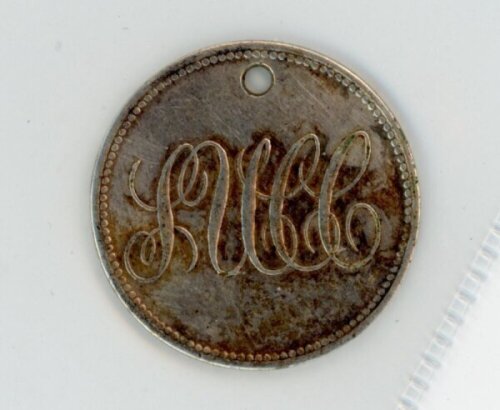 Sheffield United Cricket Club 1855. Original nineteenth century silver metal circular token with raised initials 'SUCC' to front, blank to verso. The disc with small hanging hole to top edge. Assumed to have been issued to Club members, c.1855. Approx. 1"