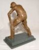 'Evening Standard Cricketer of the Month'. Large and heavy 'float bronze' sculpture of a of a batsman wearing cap in batting pose playing a forward defensive shot. The figure mounted on a marble plinth. The figure stands 10.5 tall. Similar trophies were a - 2