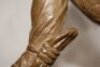 'Evening Standard Cricketer of the Month'. Large and heavy 'float bronze' sculpture of a of a batsman wearing cap in batting pose playing a forward defensive shot. The figure mounted on a marble plinth. The figure stands 10.5 tall. Similar trophies were a - 4