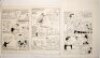 Samuel Wells cartoons. Victoria 1956/57 and 1959/60. Three excellent large original pen and ink caricature/ cartoon artworks by artist Samuel Wells, two with blue shading, presumably for the Age newspaper, Australia. In one, the top portion reports on the