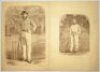 Victorian cricket prints c.1860s. A selection of original prints from engravings of six cricketers of the period comprising two prints each of Roger Iddison, John Lillywhite, George Tarrant, W. Mortlock, H.H. Stephenson and George Parr, each depicted stan - 3