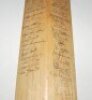 Australia, Yorkshire, Lancashire and Derbyshire 1961. Stuart Surridge 'Standard Driver' full size cricket bat signed in ink to the verso by thirteen members of the 1961 Australian touring party. Signatures are Benaud, Harvey, McKenzie, McDonald, Simpson, 