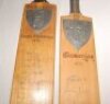 Warwickshire County Champions 1972. Large miniature bat with hand printed title and pewter shield with the county emblem of the bear and ragged staff. Nicely signed to the face in ink by thirteen members of the Warwickshire team including A. Smith (Captai - 2