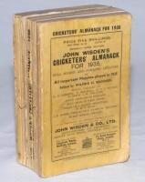 Wisden Cricketers' Almanack 1936. 73rd edition. Original paper wrappers. Page block broken, book in two neat parts, some loss to the spine paper, wear and some soiling to wrappers, some wear to corners of outer page edges otherwise in good condition - cri