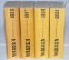 Wisden Cricketers' Almanack 1955, 1956, 1957 and 1958. Original limp cloth covers. Slight bowing to the spines of the 1956 and 1958 editions otherwise all four editions in overall good+ condition. Qty 4 - cricket