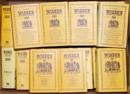 Wisden Cricketers' Almanack 1995 to 2018. Original hardback editions with dustwrapper. Very good condition. Qty 24 - cricket