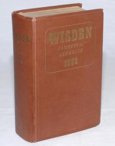 Wisden Cricketers' Almanack 1938. 75th edition. Original hardback. Some minor wear to boards, minor spotting to page block edges otherwise in good+ condition - cricket