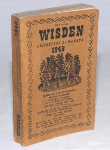 Wisden Cricketers' Almanack 1946. 83rd edition. Original limp cloth covers. Very minor discolouration to covers otherwise in good/very good condition - cricket