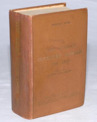 Wisden Cricketers' Almanack 1933. 70th edition. Original hardback. Some light fading, wear and soiling to boards, some dulling to gilt titles on front board, the gilt titles to spine have been re-titled in silver, some light creasing to spine paper, broke