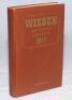 Wisden Cricketers' Almanack 1943. 80th edition. Original hardback. Only 1400 hardback copies were printed in this war year. Some dulling to the gilt titles on the spine paper, name and date handwritten to top border of the first advertising page otherwise