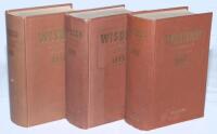 Wisden Cricketers' Almanack 1952, 1953 and 1958. Original hardback editions. The 1952 edition with minor mark to front board, odd minor faults, the 1953 edition with minor discolouration to boards and light spotting to page block edge and the 1958 edition