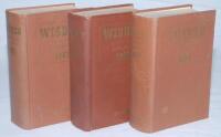 Wisden Cricketers' Almanack 1959, 1960 and 1961. Original hardback editions. All three editions with faded or fading to the gilt titles on the spine and to a lesser degree to the front boards and soiling and age toning to page block edges. The 1959 and 19