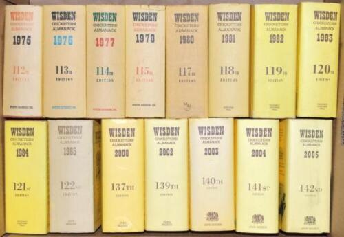 Wisden Cricketers' Almanack 1975 to 1978, 1980 to 1985, 2000, 2003 to 2009, 2013, 2014, 2106 and 2018. Original hardback with dustwrapper. Light fading to one dustwrapper spine otherwise in generally good/very good condition overall. Qty 23 - cricket