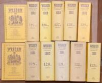 Wisden Cricketers' Almanack 1981 to 2008, lacking the 2006 edition. The majority are original hardback editions with dustwrappers, the exceptions being the 1986, 1987, 1989, 1992 to 1994, 1999 and 2003 editions which are original limp cloth covers. Qty 27