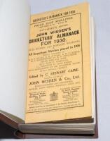 Wisden Cricketers' Almanack 1930. Bound in dark brown boards, with original paper wrappers, with gilt titles. Good/very good condition - cricket