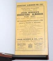 Wisden Cricketers' Almanack 1937. 74th edition. Bound in light brown boards, with original paper wrappers, with gilt titles to spine. Good/very good condition - cricket
