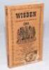 Wisden Cricketers' Almanack 1944. 81st edition. Original limp cloth covers. Only 5600 paper copies printed in this war year. Stain to the lower quarter of the front cover, name of ownership handwritten to top border of front cover, minor faults to the fi