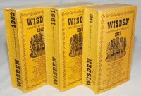 Wisden Cricketers' Almanack 1947, 1951 and 1952. Original limp cloth covers. All editions with some bowing to spine to a greater or lesser extent. The 1947 edition in very nice condition although has what appears to be a library number to spine, the 1951 