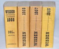 Wisden Cricketers' Almanack 1956, 1957, 1958 and 1968. Original limp cloth covers. The 1957 and 1958 with some slight bowing to spines. Odd minor faults otherwise in good condition. Qty 4 - cricket