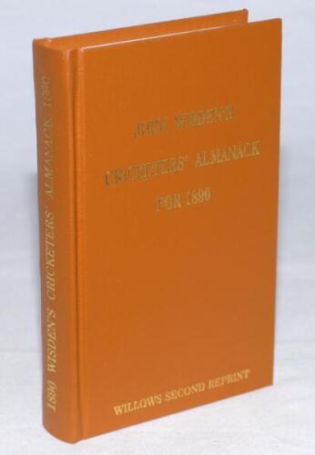 Wisden Cricketers' Almanack 1890. Willows second softback reprint (2007) in light brown hardback covers with gilt lettering. Limited edition 36/250. Very good condition - cricket