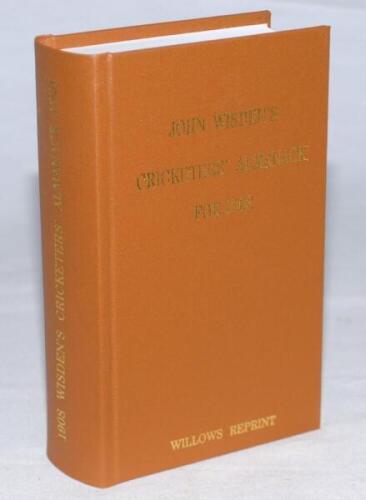 Wisden Cricketers' Almanack 1908. Willows softback reprint (2000) in light brown hardback covers with gilt lettering. Limited edition 176/500. Very good condition - cricket