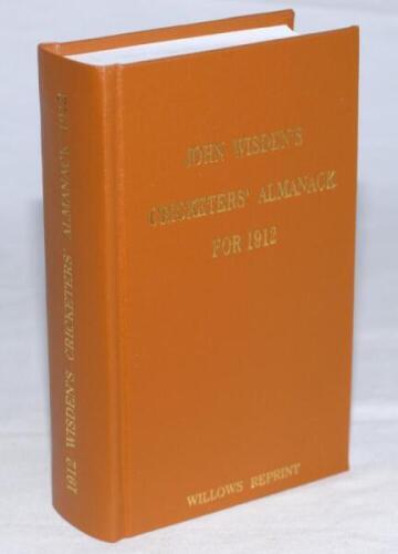 Wisden Cricketers' Almanack 1912. Willows softback reprint (2001) in light brown hardback covers with gilt lettering. Limited edition 197/500. Very good condition - cricket