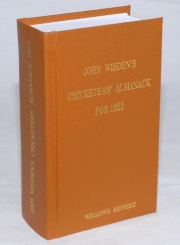 Wisden Cricketers' Almanack 1923. Willows softback reprint (2006) in light brown hardback covers with gilt lettering. Limited edition 185/500. Very good condition - cricket