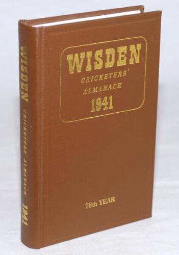 Wisden Cricketers' Almanack 1941. Willows hardback reprint (1999) in dark brown boards with gilt lettering. Limited edition 560/750. Very good condition - cricket