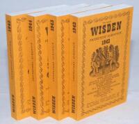 Wisden Cricketers' Almanack 1942, 1943, 1944 and 1945. Willows reprints in softback covers. The 1942 edition is a limited edition 733/750, the 1943, 730/500, the 1944, 659/750 and the 1945, 708/500. Very good condition - cricket