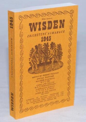 Wisden Cricketers' Almanack 1945. Willows reprint (2000) in softback covers. Limited edition 715/750. Very good condition - cricket