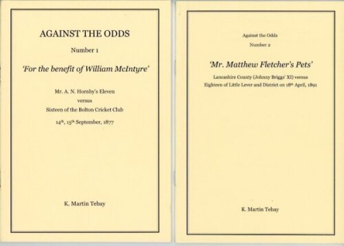 K. Martin Tebay. Four limited edition titles published by Red Rose Books. 'Against The Odds' Number 1 'For the benefit of William McIntyre', 2011, no. 40/50, and Number 2 'Mr. Matthew Fletcher's Pets', no. 31/33, both signed by Tebay. Also two unnumbered 