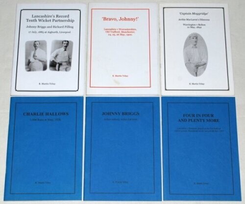 K. Martin Tebay. Six limited edition titles by Tebay, published by Red Rose Books, all signed by Tebay, and unnumbered except where stated. 'Johnny Briggs. Ashes century, Ashes hat-trick', 2006. 'Charlie Hallows. 1000 Runs in May, 1928', 2008. 'Four in Fo