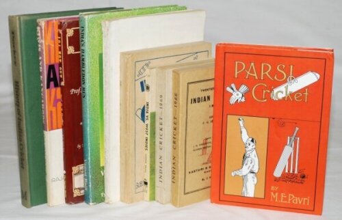 Indian cricket. Ten hardback and softback titles published in India. Hardback titles are 'History of Indian Cricket', Edward Docker, Delhi 1976. 'India's Hambledon Men', Vasant Raiji, Bombay 1986, dustwrapper. '101 Not Out- Prof. D.B. Deodhar', Vasant Nai