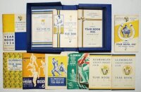 Glamorgan yearbooks 1933-2011, not issued 1939-1945. Full set of Glamorgan yearbooks each with individual original wrappers and in good condition. The yearbooks are stored in ten modern blue presentation boxes, each box with gilt titles to spine and edgin