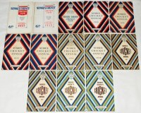 'Sussex C.C.C. Official Handbook & Guide'. A good run of thirteen handbooks for seasons 1927-1939. Original decorative card wrappers. Minor wear to the wrappers of the 1929, 1930, neat ink annotations to front of the 1934, light creasing to the 1938, othe
