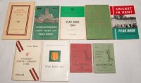 County, Club and League handbooks and year books 1954-1968. Worcestershire C.C.C. Year Book 1954, 1964 and Centenary Year Book 1965 in green cloth covers. Somerset C.C.C. Year Book 1955/56. Northumberland C.C.C. Year Book 1965. Cornwall Cricket League Han