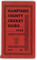 Hampshire C.C.C. County Cricket Guide 1938. Official County Guide edited and published by H. King. Original red decorative wrappers. Odd minor faults otherwise in very good condition - cricket