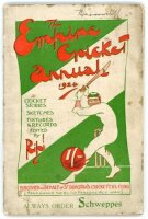 'The Empire Cricket Annual 1924'. Edited and illustrated by 'RIP'. Published on behalf of St. Dunstan's Cricketer's Fund 1924. Original decorative paper wrappers. Padwick 1069. Some soiling and wear to wrappers with small tear to lower edge of front wrapp