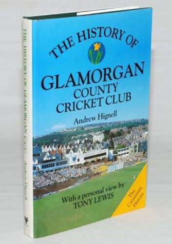 'The History of Glamorgan County Cricket Club'. Andrew Hignell. Christopher Helm, Bromley 1988. Hardback with dustwrapper. Signed to the title page by the author, to the front and rear endpapers by twenty nine players, and to internal pages by four player