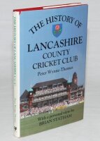 'The History of Lancashire County Cricket Club'. Peter Wynne-Thomas. Christopher Helm, Bromley 1989. Hardback with dustwrapper. Signed to the title pages and front and rear endpapers by forty eight players. The majority of players' names annotated. Signat