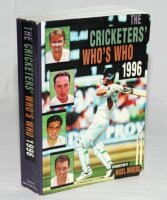 'Cricketers' Who's Who 1996'. Nigel Briers and Richard Lockwood. Harpenden 1996. Softback. Signed to the player profile pages by 246 cricketers. Signatures include Afford, Afzaal, Alleyne, Atherton, Austin, Benjamin, Bevan, Blakey, Boiling, Caddick, Capel