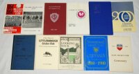 Club histories and fixture cards. Small box comprising twenty five books and booklets of club and league histories produced to commemorate centenaries, jubilees etc. Includes two signed titles, 'The Greatest Years in North West [Ireland] Cricket 1919-1941