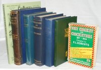 Cricket histories. Six hardback titles, one with dustwrapper, one signed. Titles are 'Sixty Years of Uppingham Cricket', William Seeds Patterson, London 1909. 'Lord's & the M.C.C.', Lord Harris and F.S. Ashley-Cooper, London 1914. 'Recollections and Remin