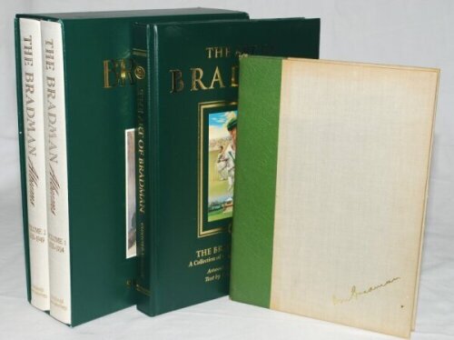 Don Bradman and Australian cricket. Three titles by or about Bradman including 'The Art of Cricket', Don Bradman, London 1958. 'The Bradman Albums'. Queen Anne Press, London 1987. First edition, Volumes I & II. Cloth covers, gilt titles to fronts and spin